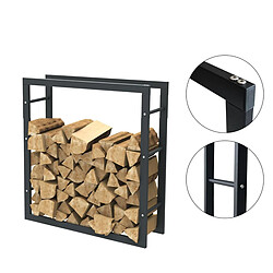 Bcelec HHWPF0024 Rangement à bois en acier noir 80*100*25CM, rack pour bois de chauffage, range-bûches