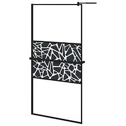 Maison Chic Paroi de douche | Écran de douche | Cloison de douche avec étagère Noir 100x195cm Verre ESG&Aluminium -GKD49337