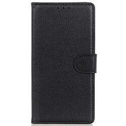 Etui en PU texture litchi, fermoir aimanté avec support noir pour votre Samsung Galaxy A23 5G