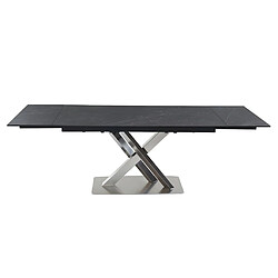 Avis Vente-Unique Table à manger extensible THYLIA - 6 à 8 personnes - Céramique et Métal - Effet marbre noir