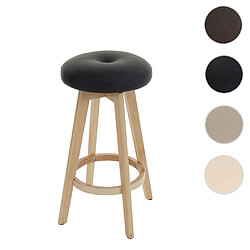 Mendler Tabouret de bar Navan, chaise de bar tabouret de bar, bois similicuir pivotant ~ noir, pieds clairs