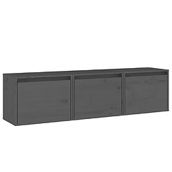 vidaXL Meubles TV 3 pcs Gris Bois massif de pin