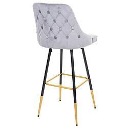 Acheter Mendler 2x tabouret de bar HWC-E70, chaise de bar/comptoir, design rétro, velours, haubans/pieds dorés ~ gris