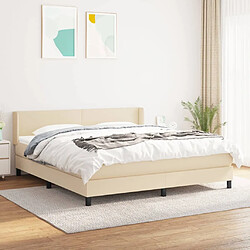 vidaXL Sommier à lattes de lit avec matelas Crème 160x200 cm Tissu