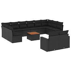 Maison Chic Salon de jardin avec coussins 13 pcs, Ensemble Tables et chaises de jardin, noir résine tressée -GKD720528