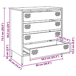 vidaXL Buffet jaune moutarde 68x39x73,5 cm acier laminé à froid pas cher