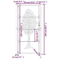 vidaXL Portail de jardin anthracite 105x205cm acier conception d'arbre pas cher