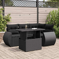 vidaXL Salon de jardin 5 pcs avec coussins noir résine tressée