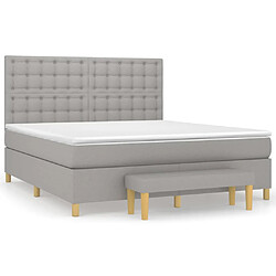 vidaXL Sommier à lattes de lit avec matelas Gris clair 160x200cm Tissu