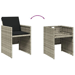 Maison Chic Ensemble à manger d'extérieur 9 pcs avec coussins,Salon de jardin,Mobilier de jardin gris clair rotin -GKD262333 pas cher