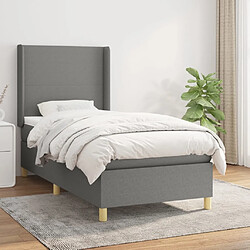 Maison Chic Lit Adulte - Lit simple Lit à sommier tapissier avec matelas moelleux - Meuble de Chambre - Gris foncé 100x200cm Tissu -MN10033