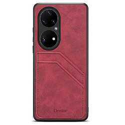 Coque en TPU + PU double porte-cartes, hybride rouge pour votre Huawei P50 Pro