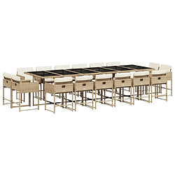 vidaXL Ensemble à manger de jardin et coussins 17 pcs beige