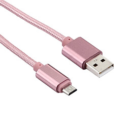 Wewoo Câble or rose pour Samsung, HTC, Sony, Lenovo 2m Tête en métal tissé Style 84 coeurs Micro USB vers USB 2.0 Données / Chargeur