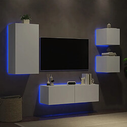 vidaXL Meuble TV muraux 4 pcs avec lumières LED blanc