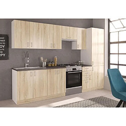 Cstore SARA Cuisine complete modulable - 8 éléments - Décor chene sonoma - L 300 cm - Plan de travail non inclus