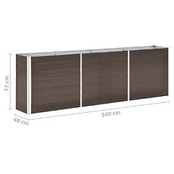 vidaXL Lit surélevé de jardin Acier galvanisé 240x40x77 cm Marron pas cher