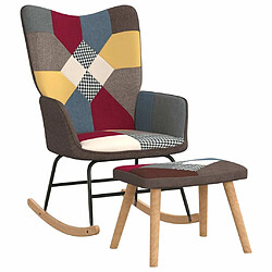 Maison Chic Chaise à bascule avec tabouret | Fauteuil Relax Patchwork Tissu -GKD60863