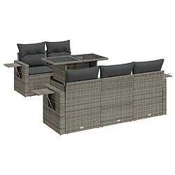 vidaXL Salon de jardin 6 pcs avec coussins gris résine tressée