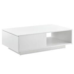 Helloshop26 Table basse de salon avec tiroir et compartiment de rangement 95 x 55 cm 15 mm blanc brillant 03_0006143