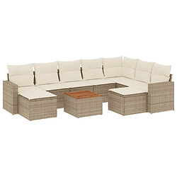 Maison Chic Salon de jardin avec coussins 10 pcs, Ensemble Tables et chaises de jardin, beige résine tressée -GKD663455