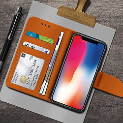 Avizar Housse Apple iPhone X / XS Cuir Porte-carte Fonction Support Premium marron pas cher