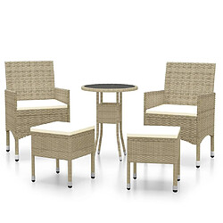 Maison Chic Salon de jardin 5 pcs | Ensemble de Table et chaises | Mobilier d'Extérieur Résine tressée Beige -GKD26118