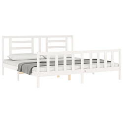 Acheter Maison Chic Lit adulte - Cadre Structure de lit avec tête de lit Contemporain blanc 200x200 cm bois massif -MN12667