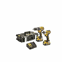 DeWalt DCK 266 P2T Pack Combo sans fil 18V: 1x DCD 796 Perceuse à percussion + 1x DCF 887 Clé à chocs + 2x Batteries 5,0 Ah + Chargeur + TSTAK