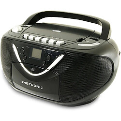 Metronic mini chaine hifi Radio Lecteur CD MP3 avec Lecteur Enregistreur Cassette noir