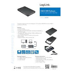 Avis LOGILINK Boitier USB3.0 pour disque dur 2.5 HDD/SSD Noir