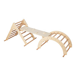 Sunny Charlie 3-en-1 structure d'escalade en bois naturel | Triangle d'escalade / Arc d'escalade / Mur d'escalade | Jouets Montessori pour jeunes enfants 