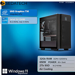 Sedatech Workstation ATX • Intel i5-12400 • 32Go RAM • 2To SSD M.2 • Windows 11