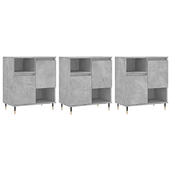 vidaXL Buffets 3 pcs gris béton bois d'ingénierie