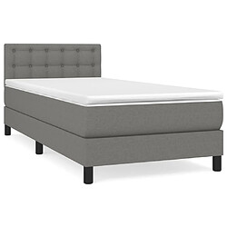 Maison Chic Lit Adulte - Lit simple Lit à sommier tapissier et matelas moelleux - Meuble de Chambre - Gris foncé 90x190 cm Tissu -MN42967