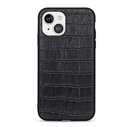 Coque en TPU + cuir véritable peau de crocodile noir pour votre Apple iPhone 13 mini 5.4 pouces