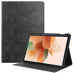 Etui en PU Texturé avec support et porte-stylo noir pour votre Samsung Galaxy Tab S7 FE SM-T730/SM-T736