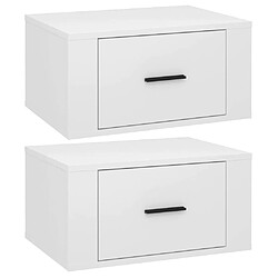 Maison Chic Lot de 2 Tables de Chevet murales - Tables de Nuit Blanc brillant 50x36x25 cm