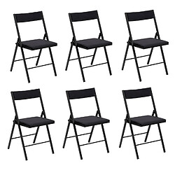 Five Simply Smart Lot de 6 chaises pliantes carrées effet velours - Noir