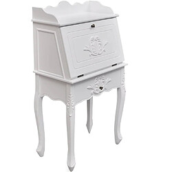 Helloshop26 Bureau table poste de travail meuble d'ordinateur informatique étude en style français bois blanc 02_0023780