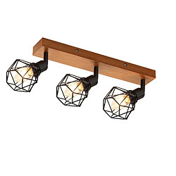 NETTLIFE 3 spots de plafond bois noir E14 rétro métal orientable 350° intérieur MAX.25W pour salle à manger cuisine salon chambre sans ampoule