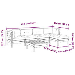 vidaXL Salon de jardin 6 pcs et coussins bois massif sapin de douglas pas cher