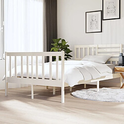 vidaXL Cadre de lit sans matelas blanc bois massif