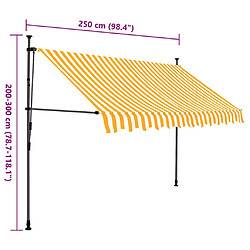 vidaXL Auvent manuel rétractable avec LED 250 cm Blanc et orange pas cher