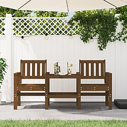 Maison Chic Banc de jardin 2 places | Banquette de jardin avec table | Chaise Relax brun miel bois massif de pin -MN58880