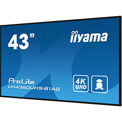 IIYAMA LFD 42,5" dalle VA 24/7 4K 3840x2160 16:9 3xHDMI 2xUSB 1xRJ45 (LAN) 1xRS-232c HPs 500cd/m² Paysage/port 8,5ms MediaPlayer VESA 400x300 / LH4360UHS-B1AG