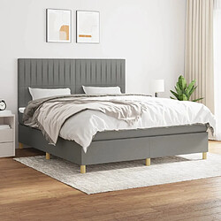 Maison Chic Lit Adulte - Lit simple Lit à sommier tapissier avec matelas moelleux - Meuble de Chambre - Gris foncé 180x200cm Tissu -MN55208