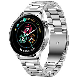 Chrono Chronus Montre Smart Watch pour Hommes Femmes Faire et recevoir des appels Bluetooth Activité Fitness Tracker Lecteur de musique Business Smartwatch Podomètre Calories IP67 Étanche pour téléphones Android Ios( Argent)