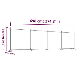 vidaXL Cloison de séparation 4 panneaux Blanc 698x180 cm Tissu pas cher