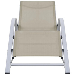 Acheter Helloshop26 Lot de 2 transats chaise longue bain de soleil lit de jardin terrasse meuble d'extérieur avec table aluminium crème 02_0012073